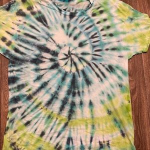 Teal and lime green extra-large tie-dye T shirt